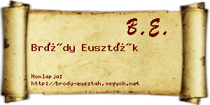 Bródy Euszták névjegykártya